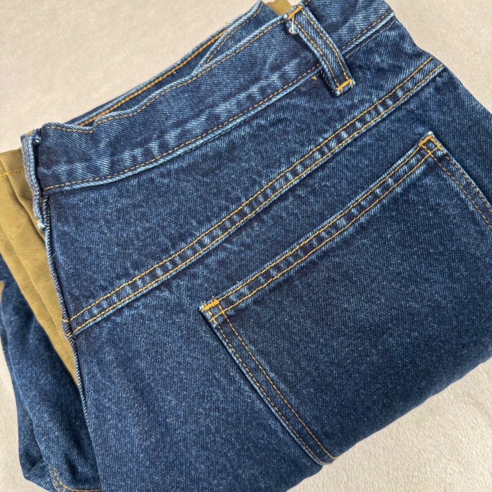 Field & Stream Hunting Jeans Mens 36x30 Blue Brown Flannel Lined Brush Guard
